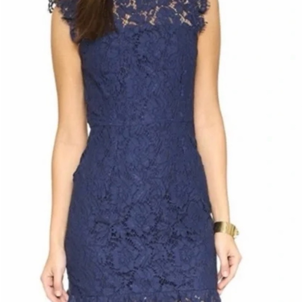 Aijek Navy Blue Lace cocktail mini Dress